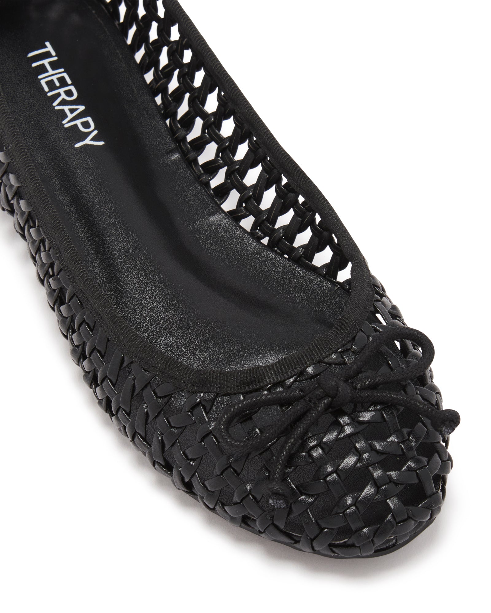 Therapy Shoes Aysha Black Smooth | Women's Flat | Ballet | Woven | Bow