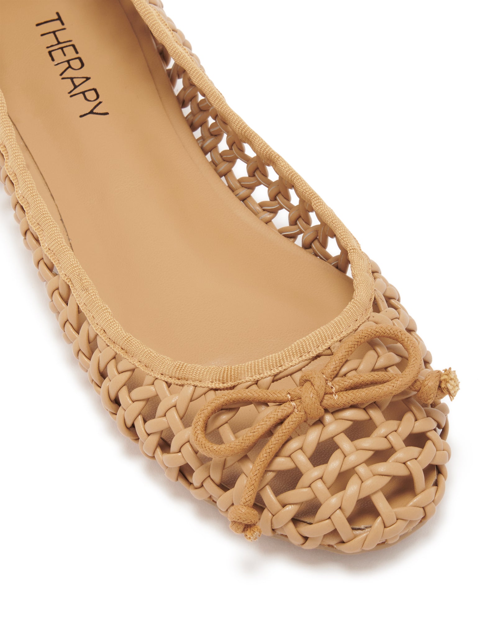 Therapy Shoes Aysha Caramel Smooth | Women's Flat | Ballet | Woven | Bow