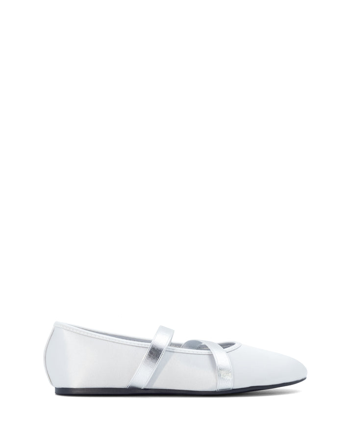 Dancer Ballet Flat Silver Satin