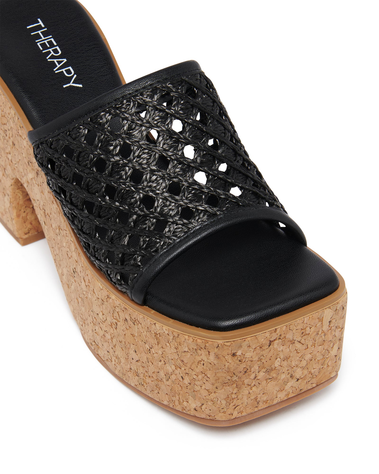 Therapy Shoes Delirium Black Raffia | Women's Heels | Sandals | Platform | Mule