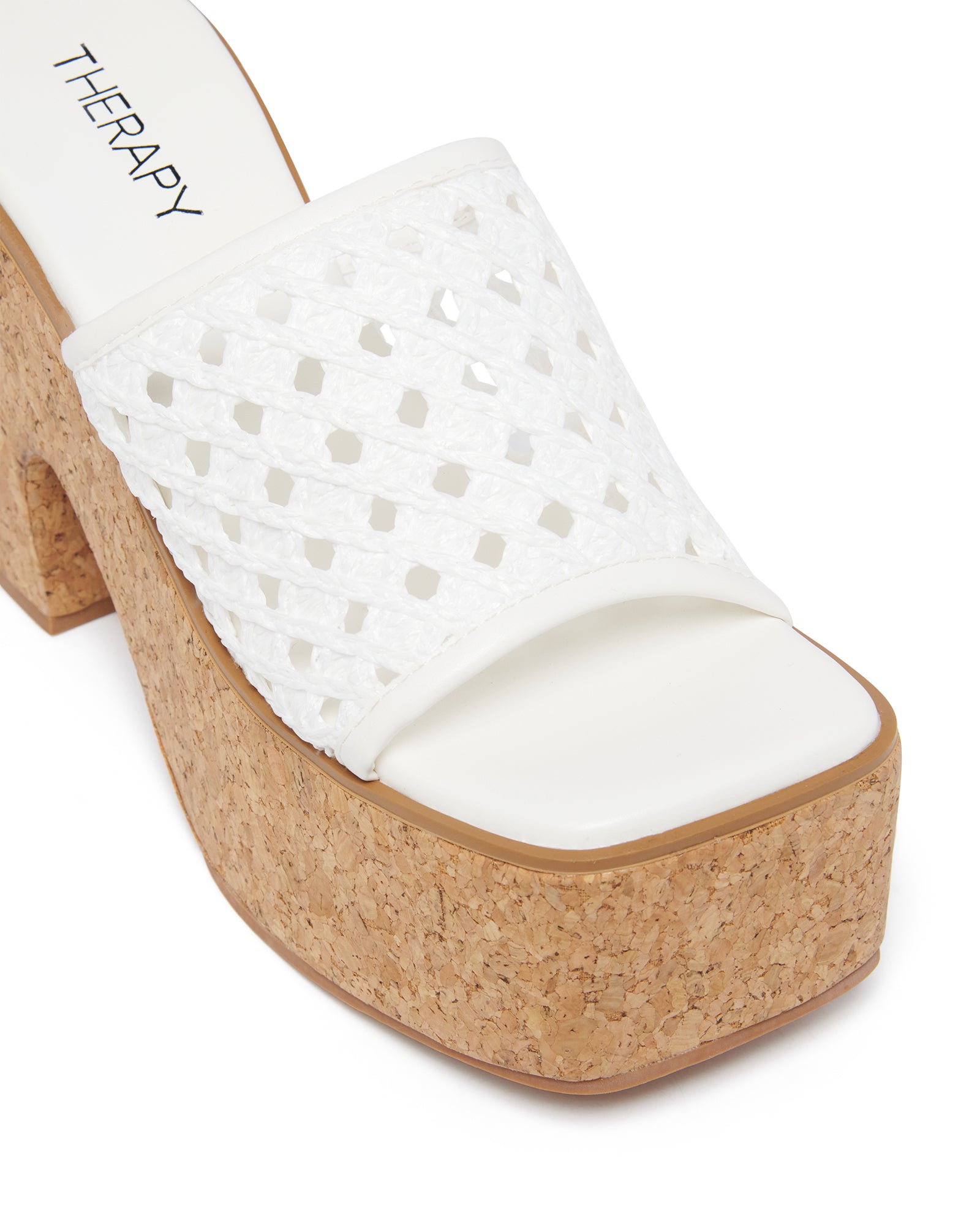 Therapy Shoes Delirium White Raffia | Women's Heels | Sandals | Platform | Mule