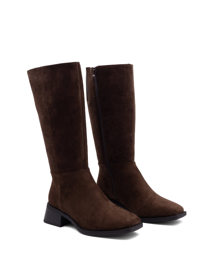 Dena Tall Boot Chocolate Faux Suede