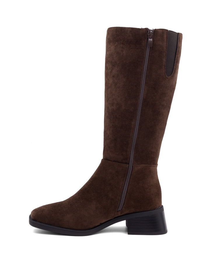 Dena Tall Boot Chocolate Faux Suede