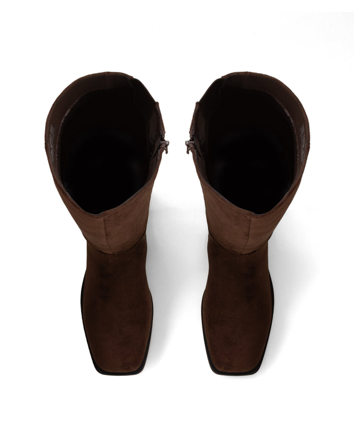 Dena Tall Boot Chocolate Faux Suede
