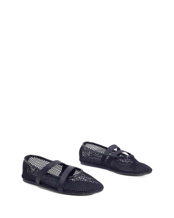 District Ballet Flat Black Mesh