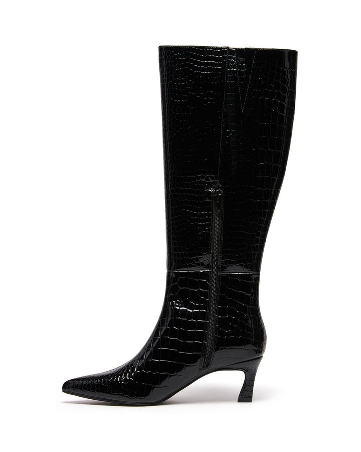 Dove Tall Boot Black Croc