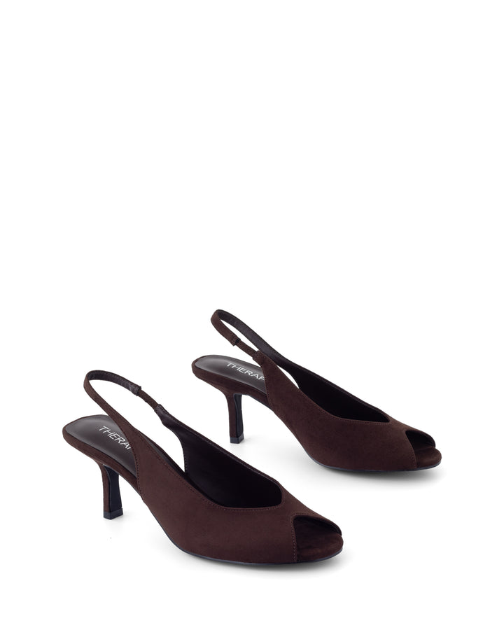 Eager Slingback Pump Chocolate Faux Suede