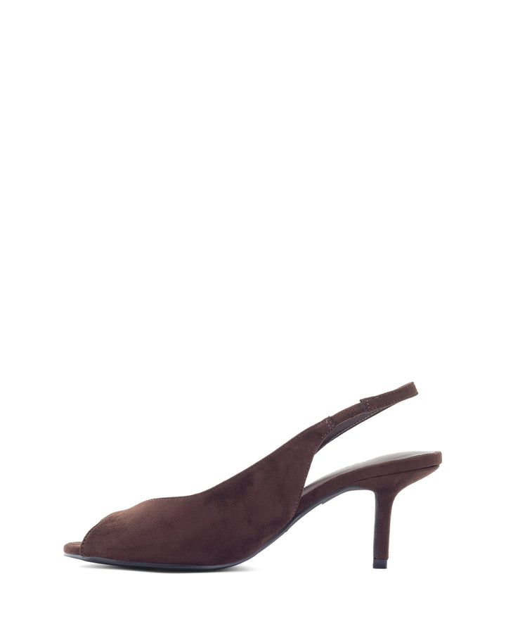 Eager Slingback Pump Chocolate Faux Suede