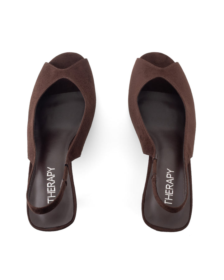 Eager Slingback Pump Chocolate Faux Suede