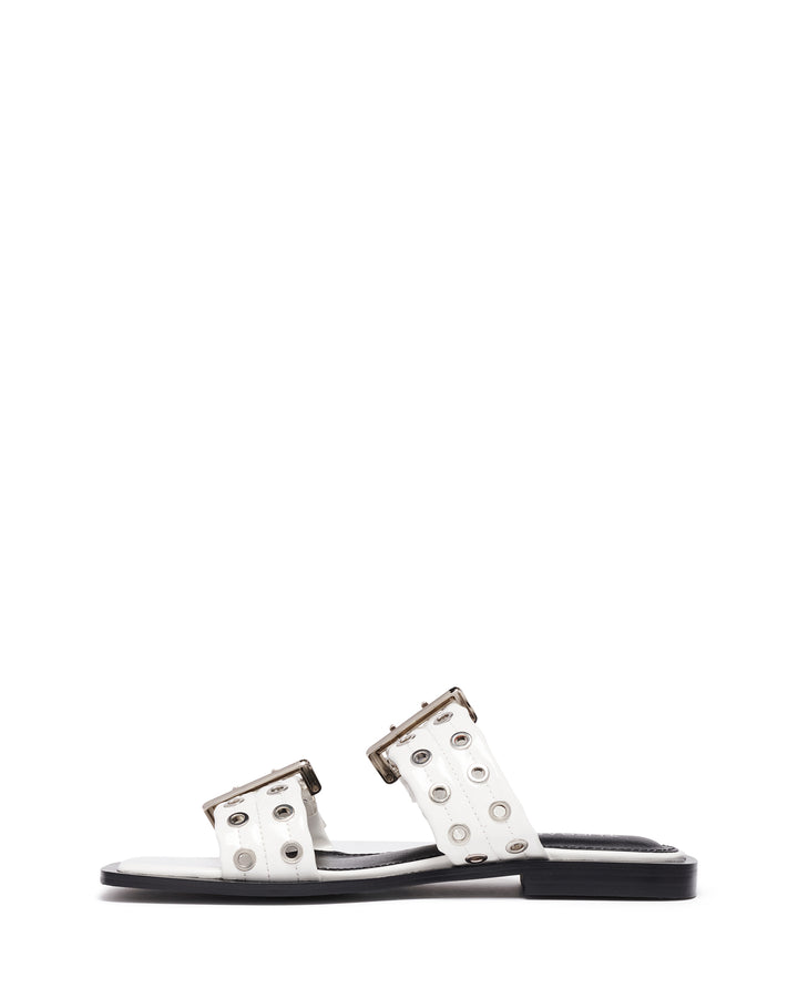 Ego Flat Sandal White Patent