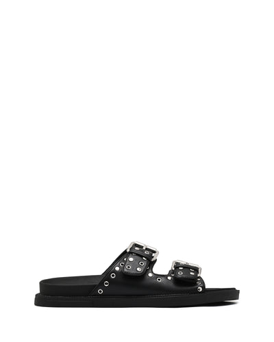Therapy Shoes Ellery Black Smooth | Women's Sandals | Slides | Flats 