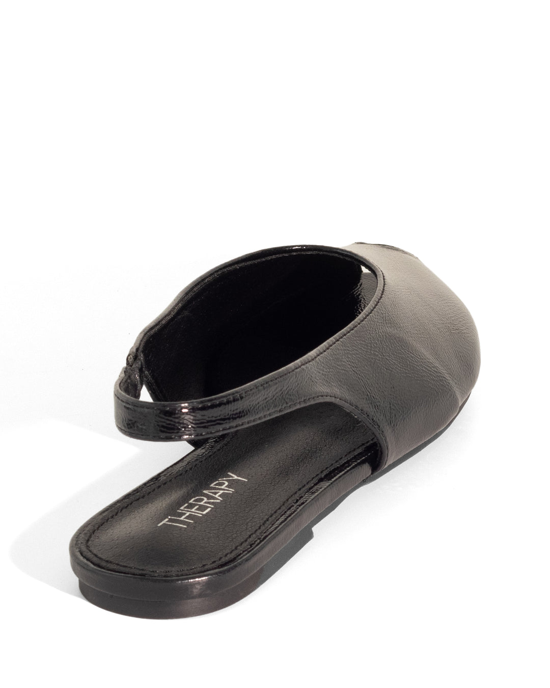 Elodie Slingback Flat Black Crinkled Patent