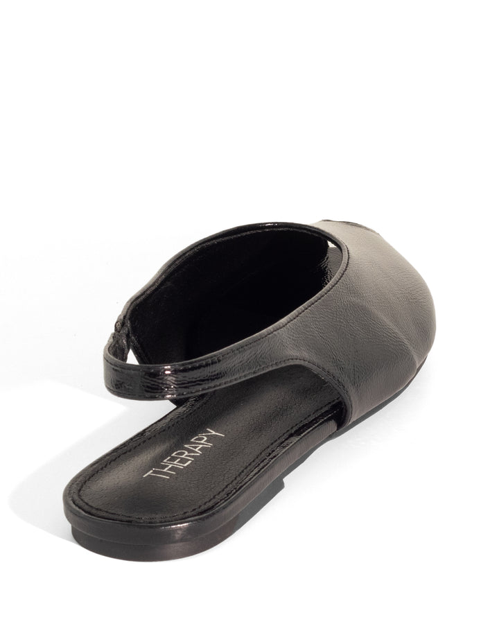 Elodie Slingback Flat Black Crinkled Patent