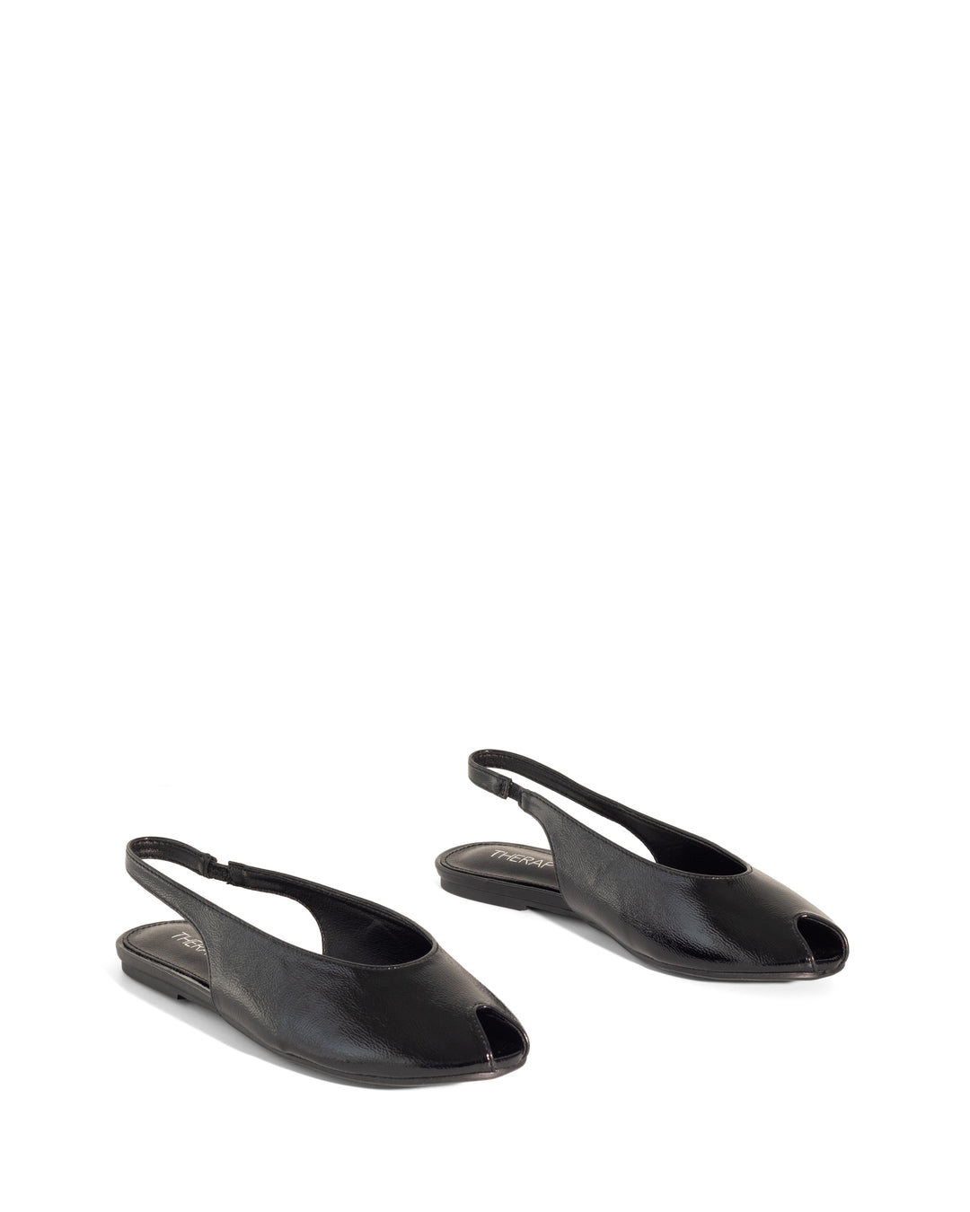 Elodie Slingback Flat Black Crinkled Patent