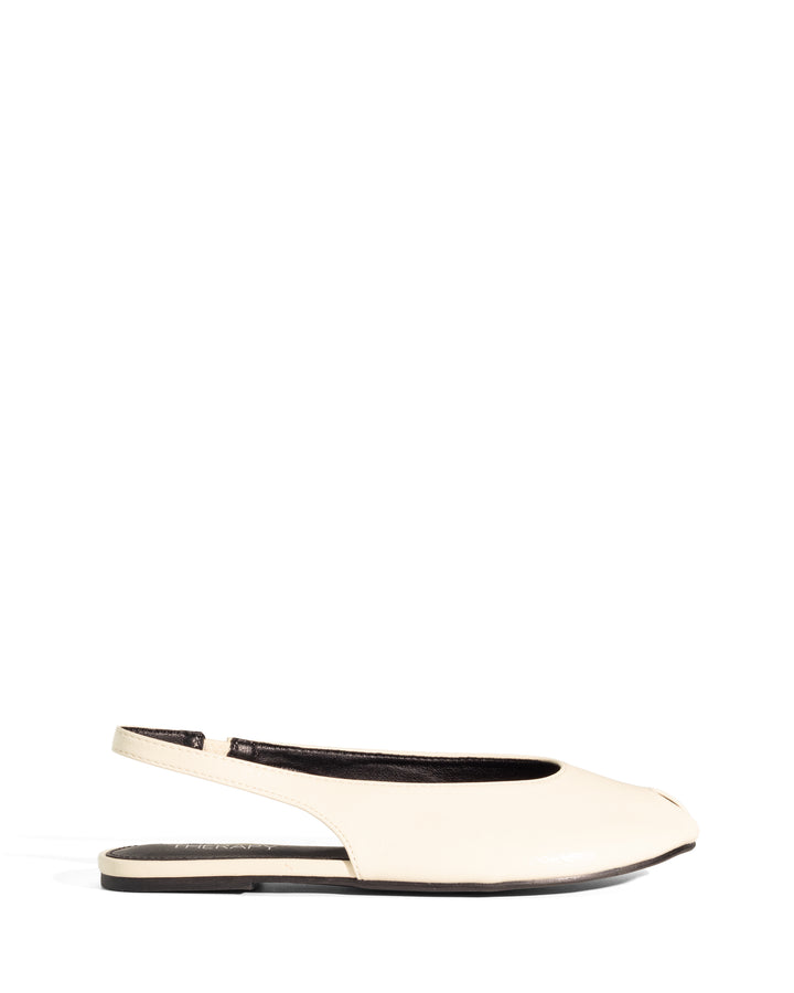 Elodie Slingback Flat Off White Crinkled Patent