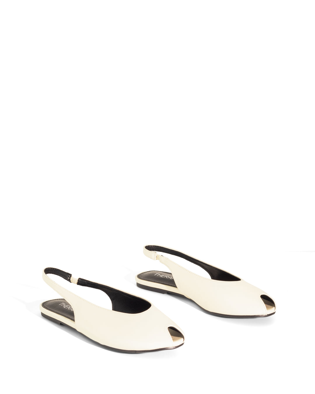 Elodie Slingback Flat Off White Crinkled Patent
