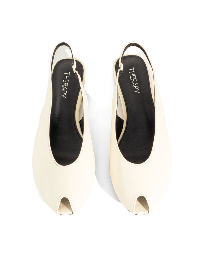 Elodie Slingback Flat Off White Crinkled Patent