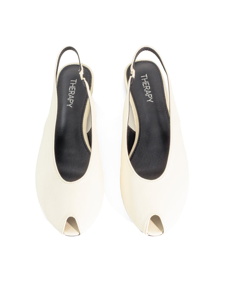 Elodie Slingback Flat Off White Crinkled Patent