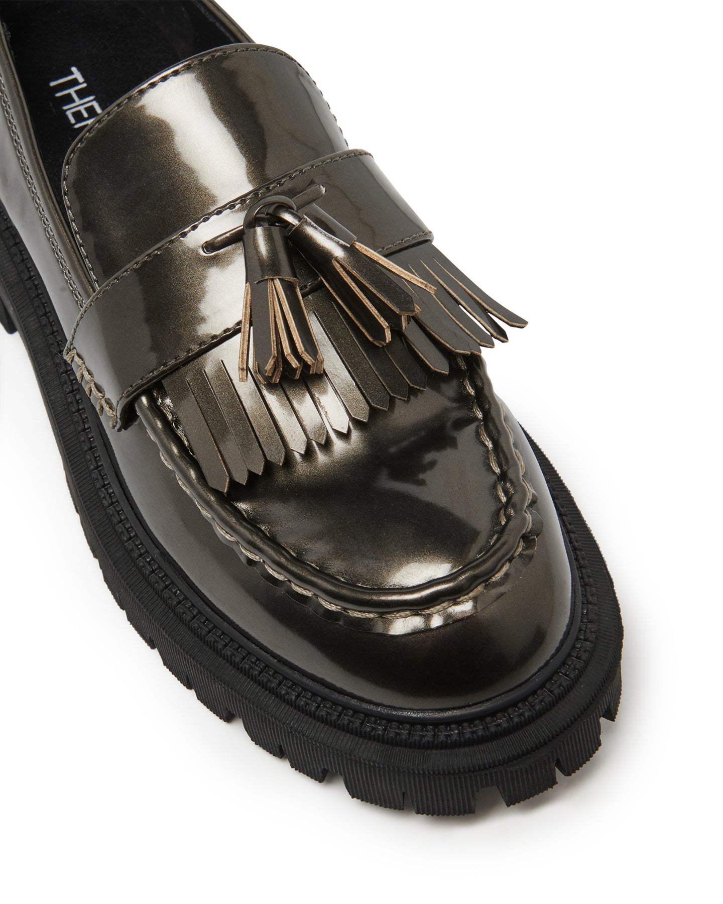 Therapy Shoes Exed Pewter Women s Loafers Chunky Tassel Fringe