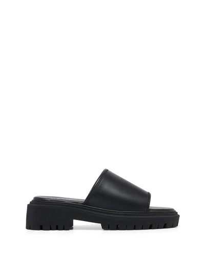 Therapy Shoes Exempt Black Stretch | Women's Sandals | Slides | Chunky