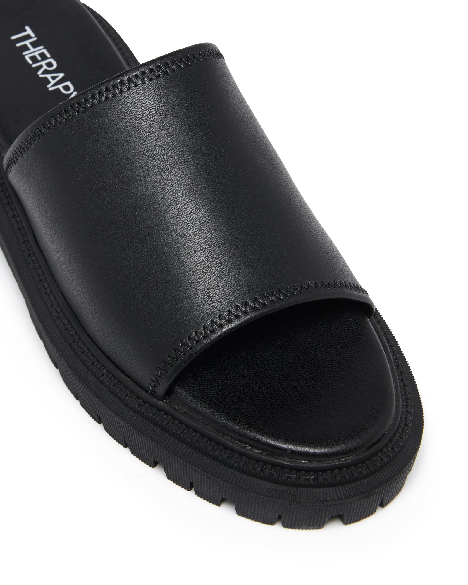 Therapy Shoes Exempt Black Stretch Women s Sandals Slides Chunky