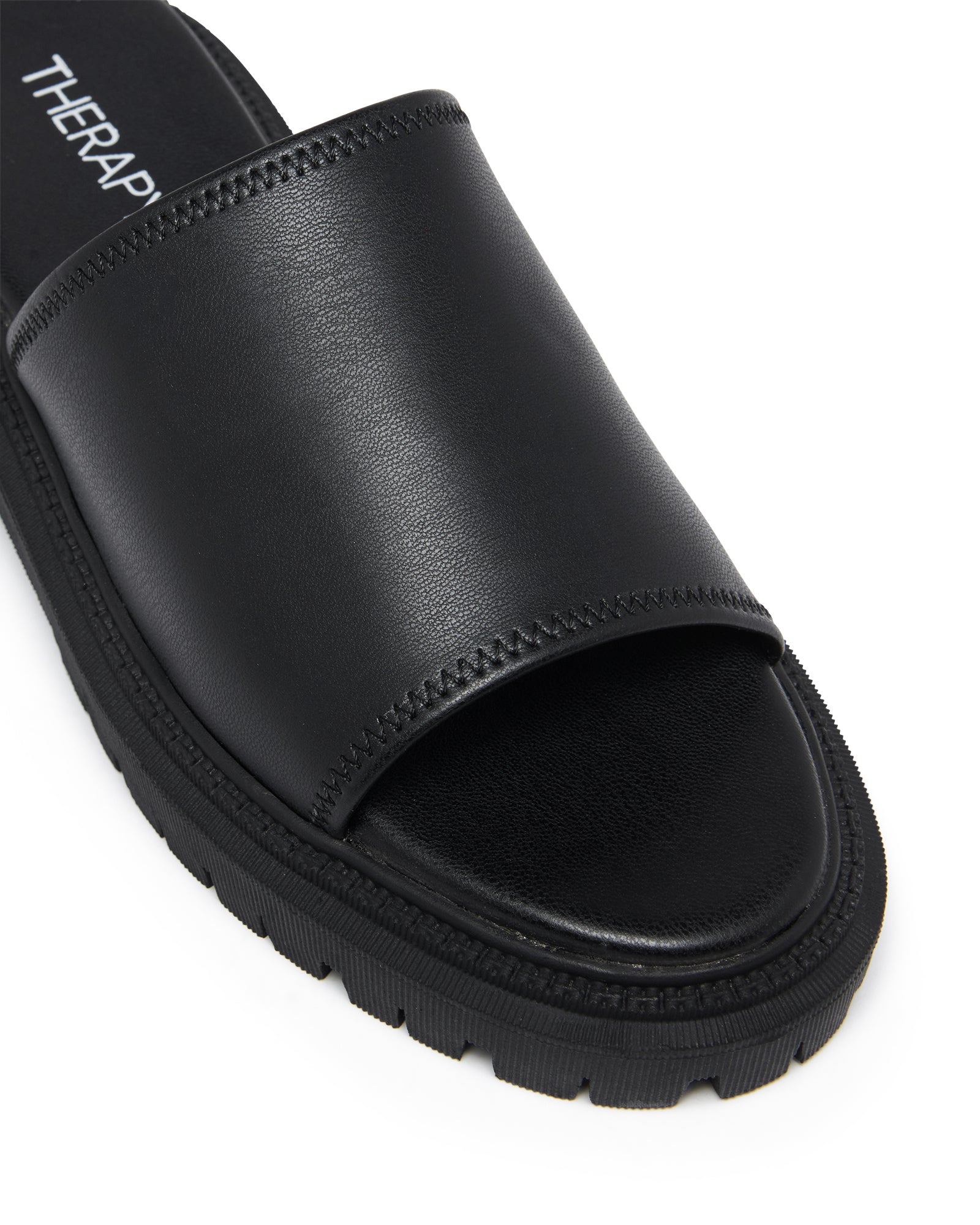 Therapy Shoes Exempt Black Stretch | Women's Sandals | Slides | Chunky