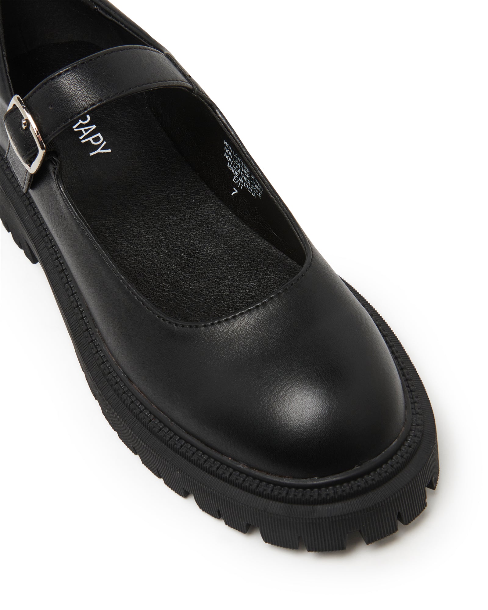 Therapy Shoes Exit Black Smooth | Women's Mary Jane | Chunky | Buckle