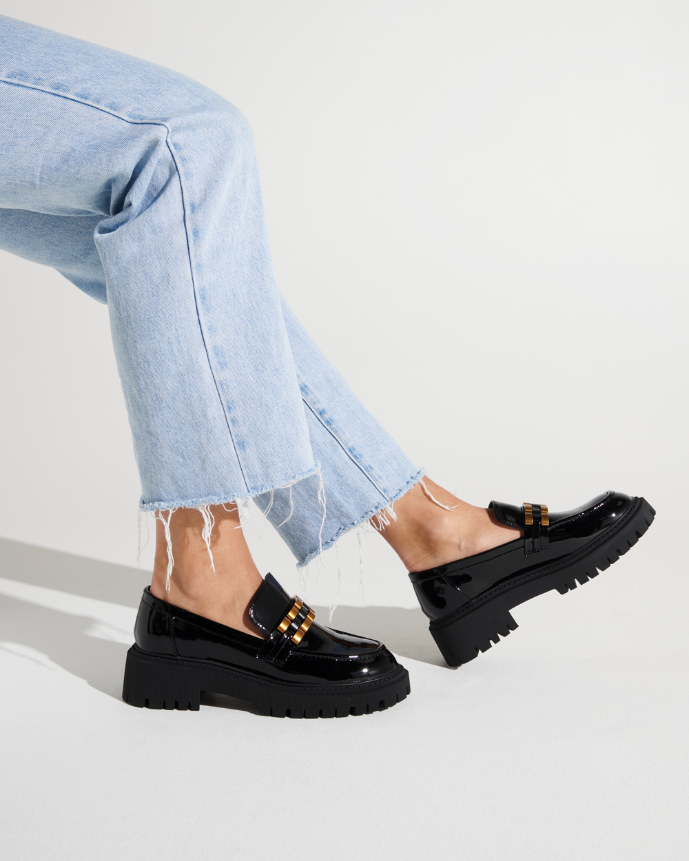 Therapy Shoes Exell Black Patent | Women's Loafers | Platform | Chunky