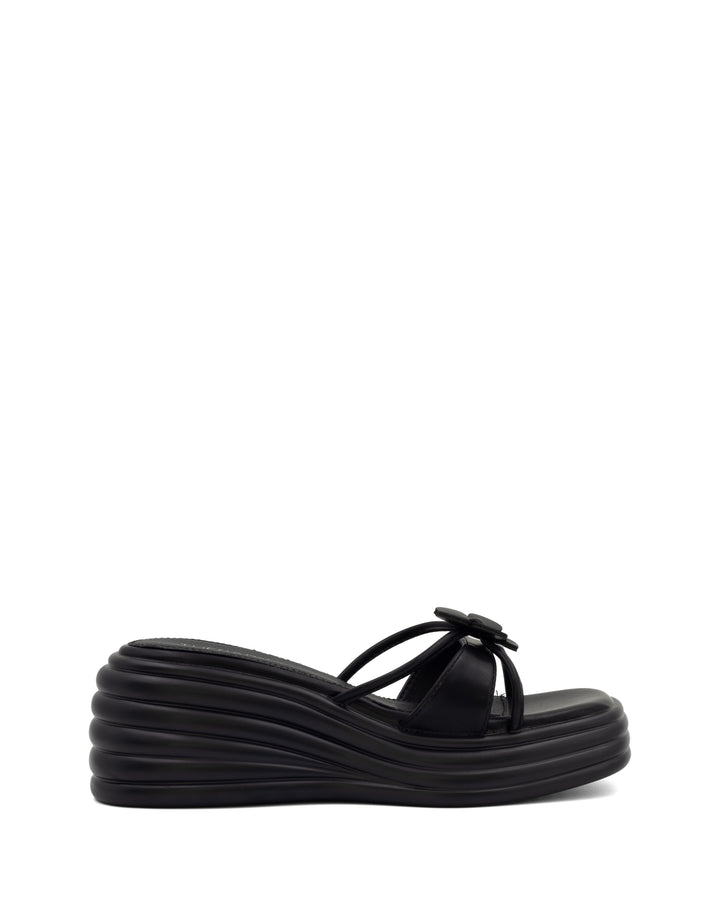 Flowers Wedge Sandal Black