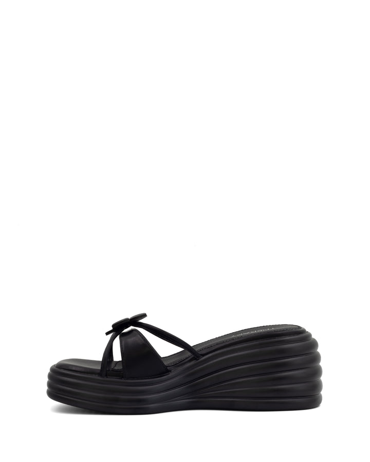 Flowers Wedge Sandal Black