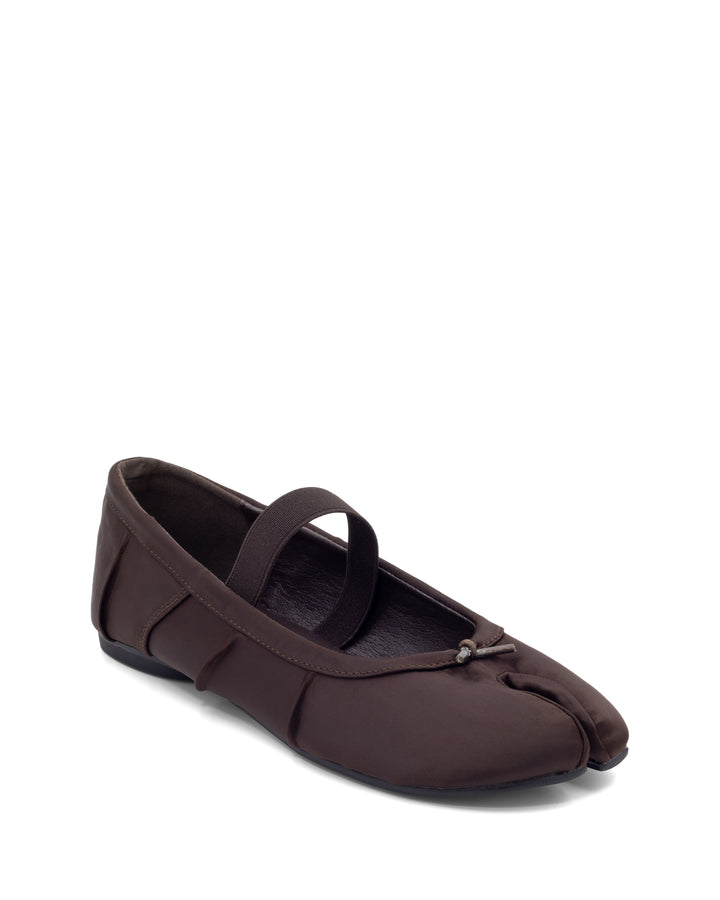Haru Tabi Ballet Flat Chocolate Satin