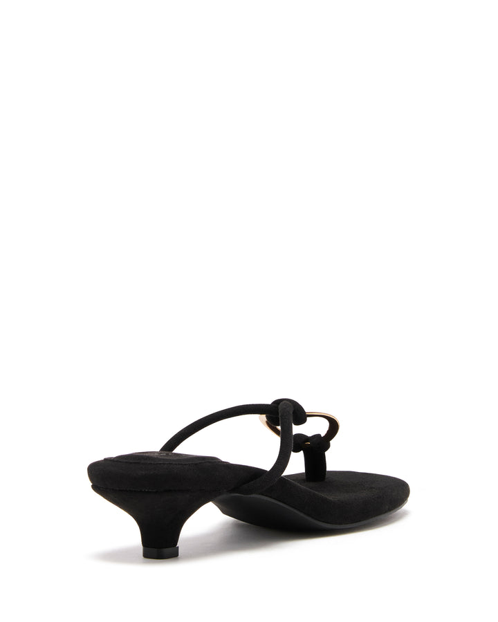 Haydn Thong Heel Black Microsuede