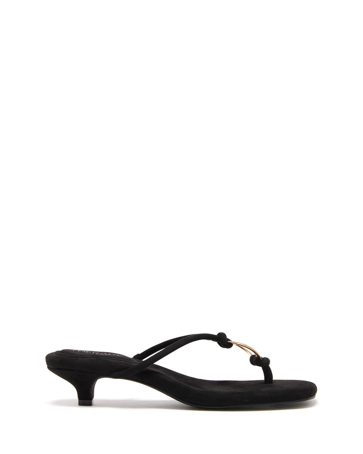 Haydn Thong Heel Black Microsuede