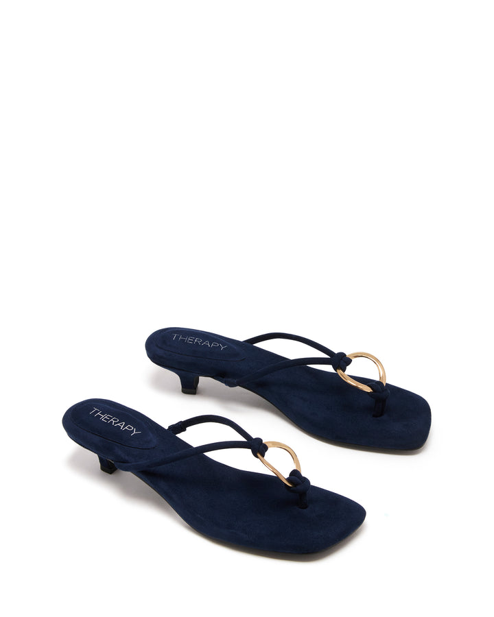 Haydn Thong Heel Navy Microsuede