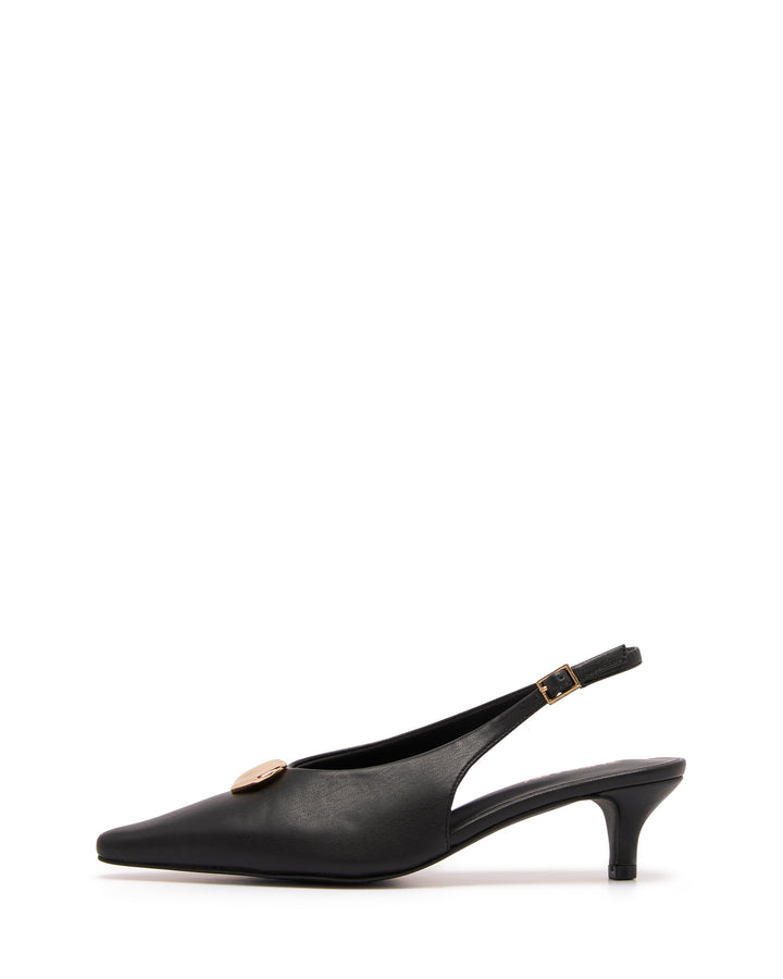 Idina Slingback Heel Black Smooth