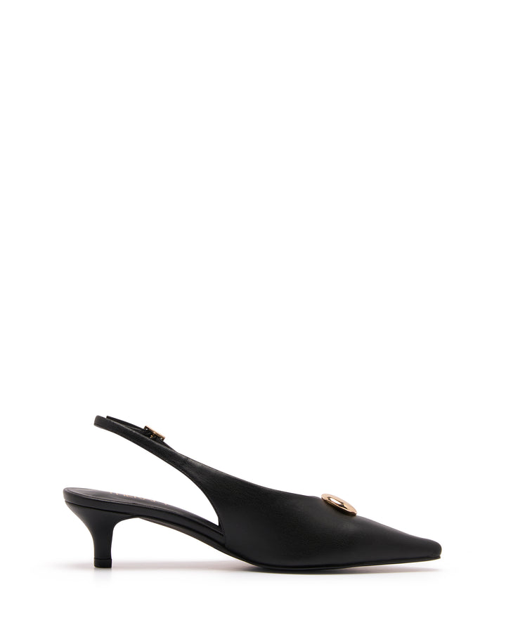 Idina Slingback Heel Black Smooth