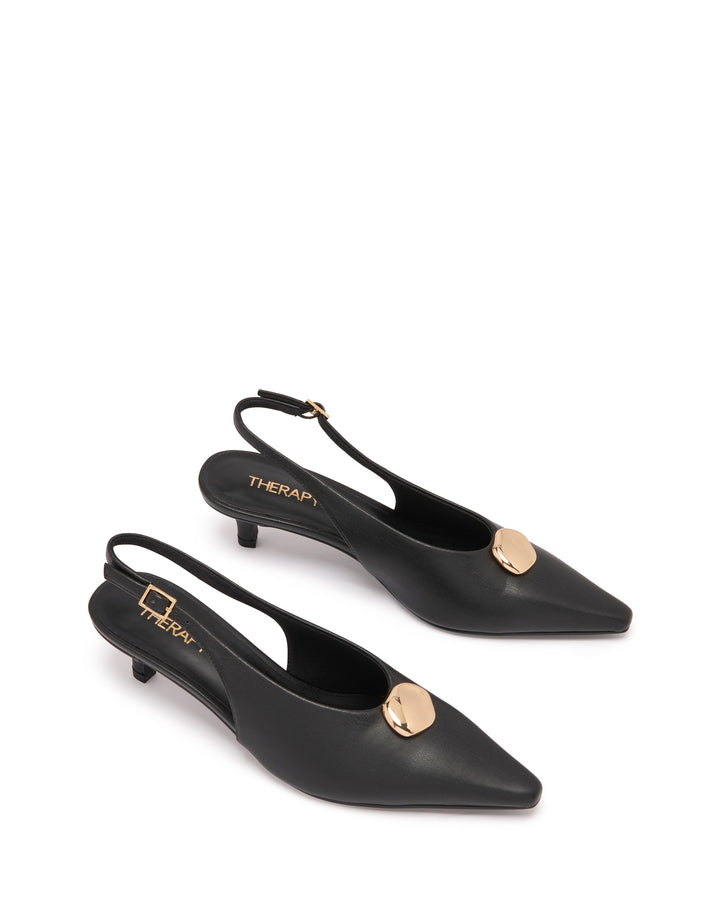 Idina Slingback Heel Black Smooth