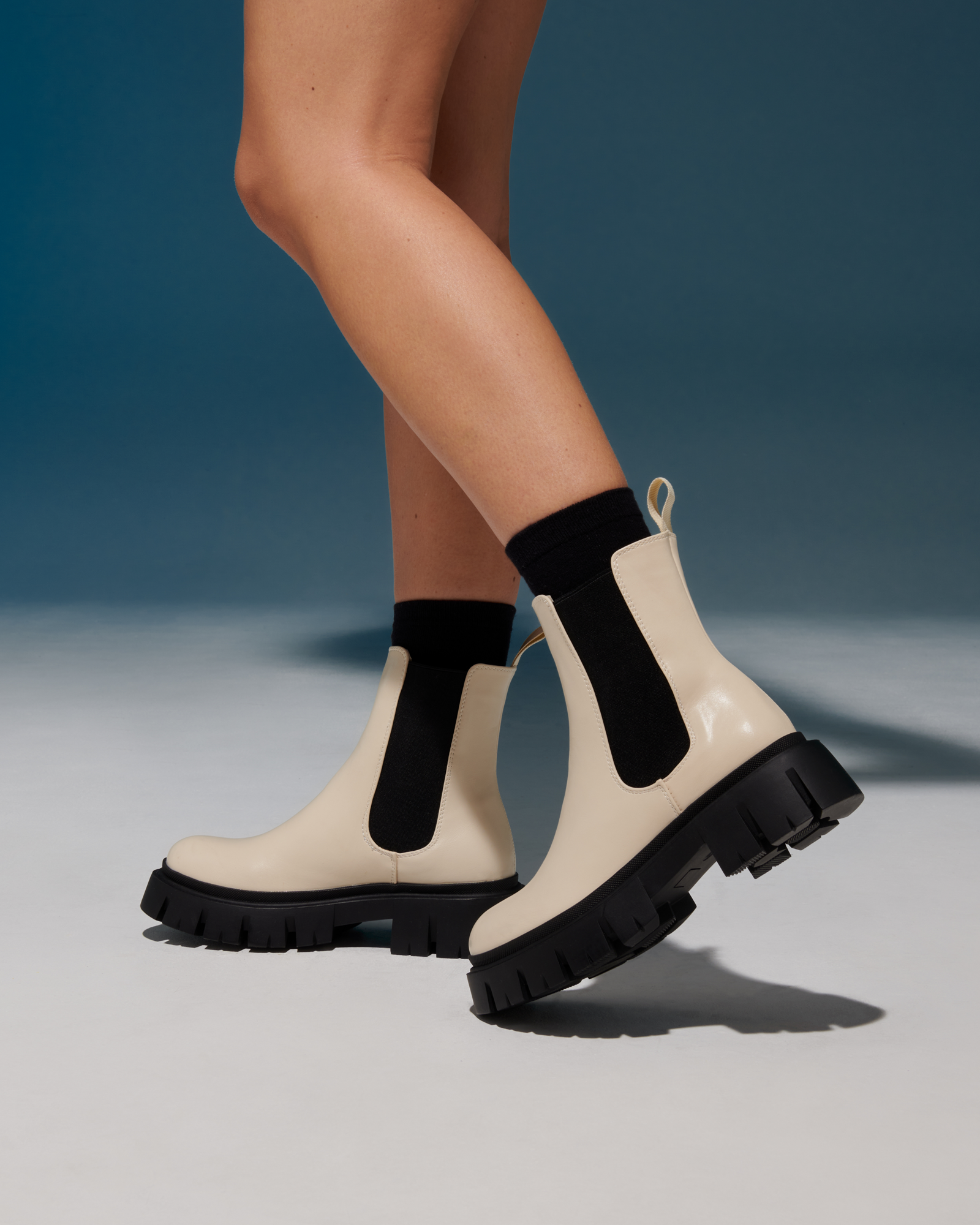 Therapy Shoes Idol Bone/Black | Women's Boots | Ankle | Chunky | 90's | Gusset