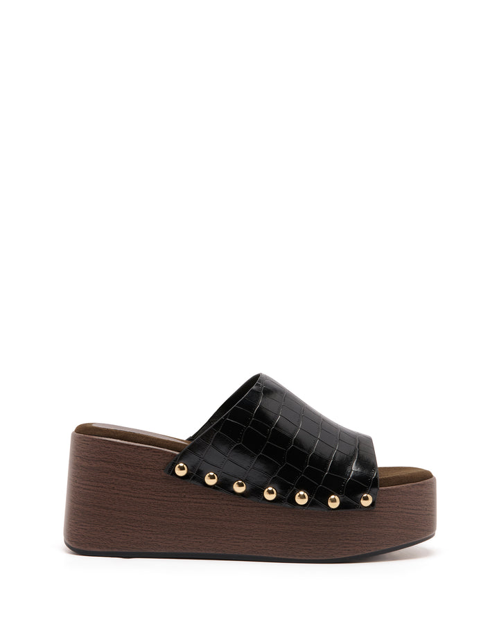 Imani Platform Clog Black Croc