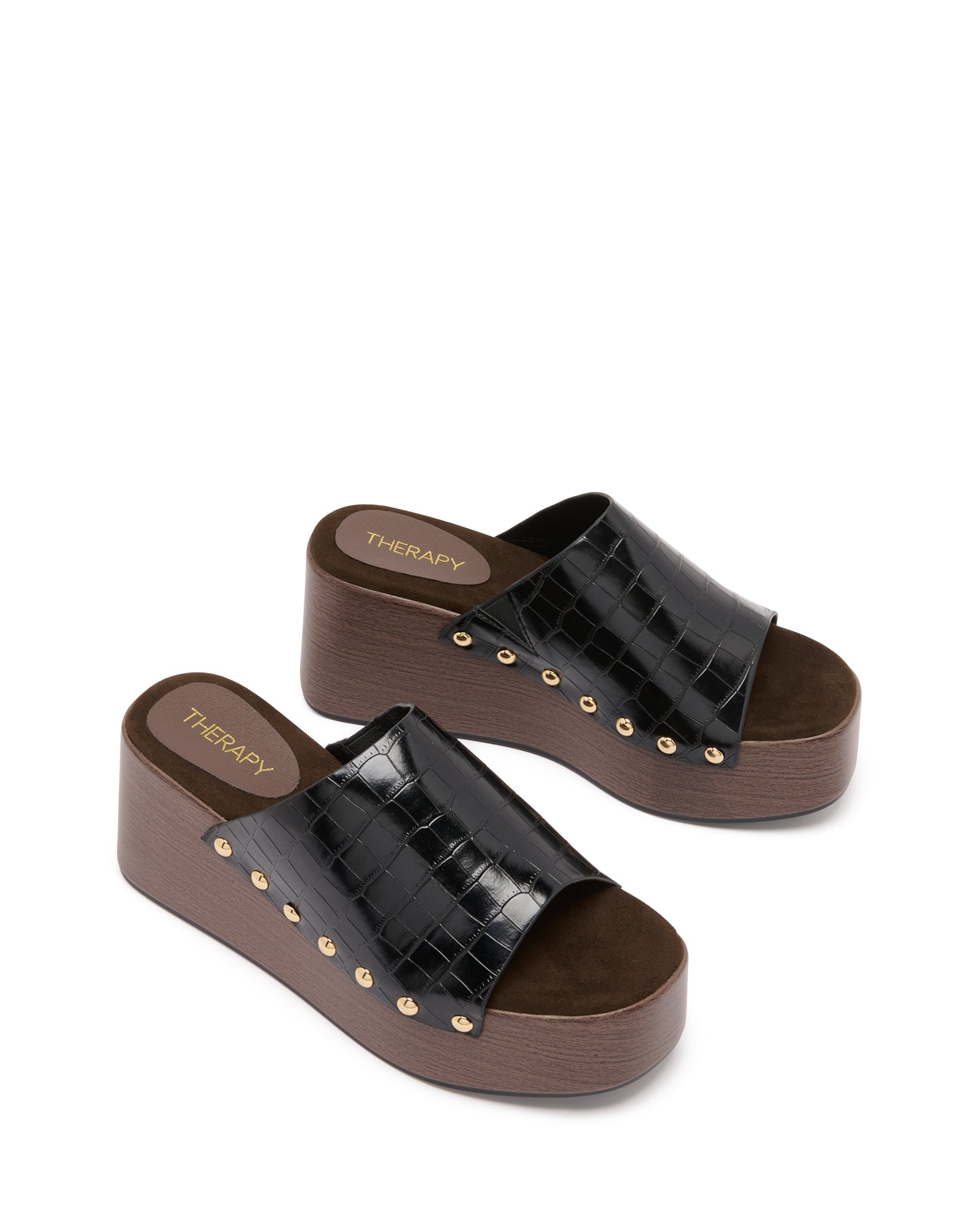 Imani Platform Clog Black Croc