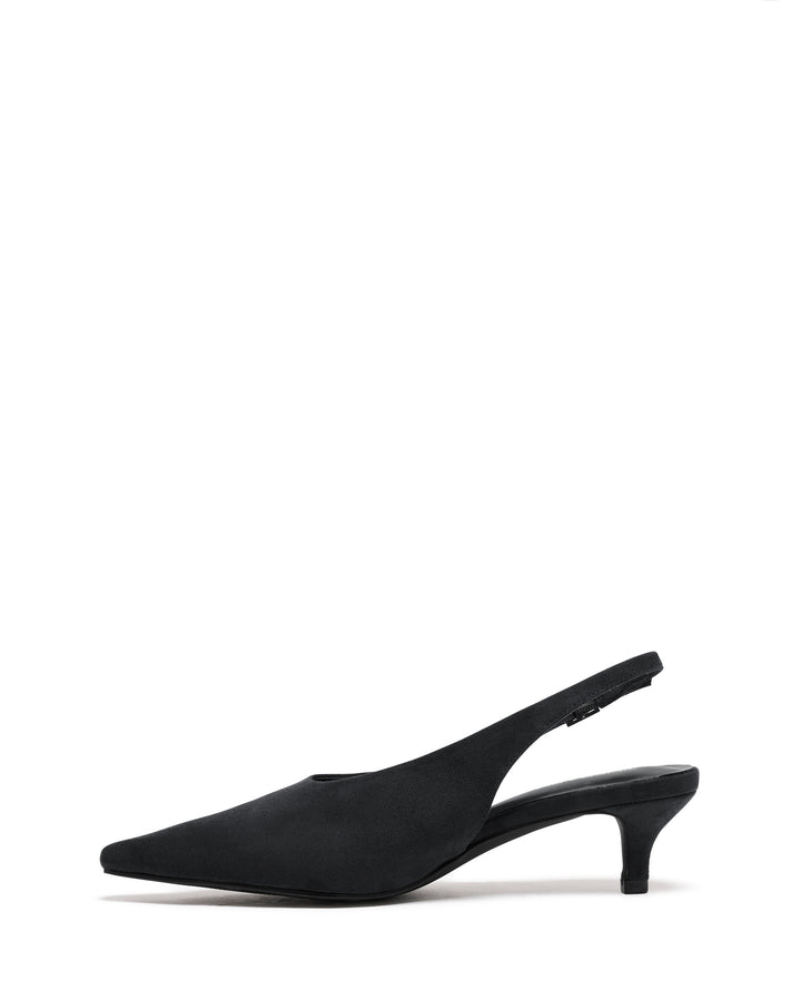 Indiana Slingback Heel Black Suede
