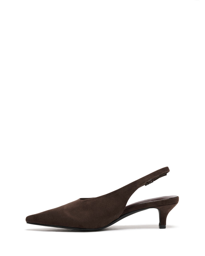 Indiana Slingback Heel Chocolate Suede