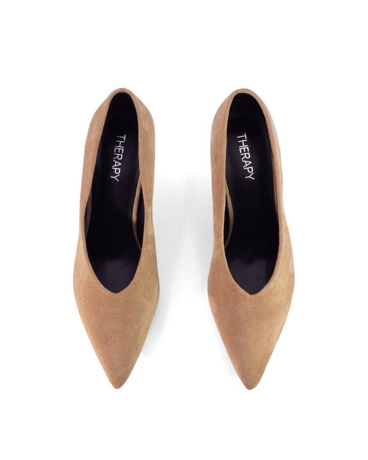 Jordyn Pump Mocha Faux Suede