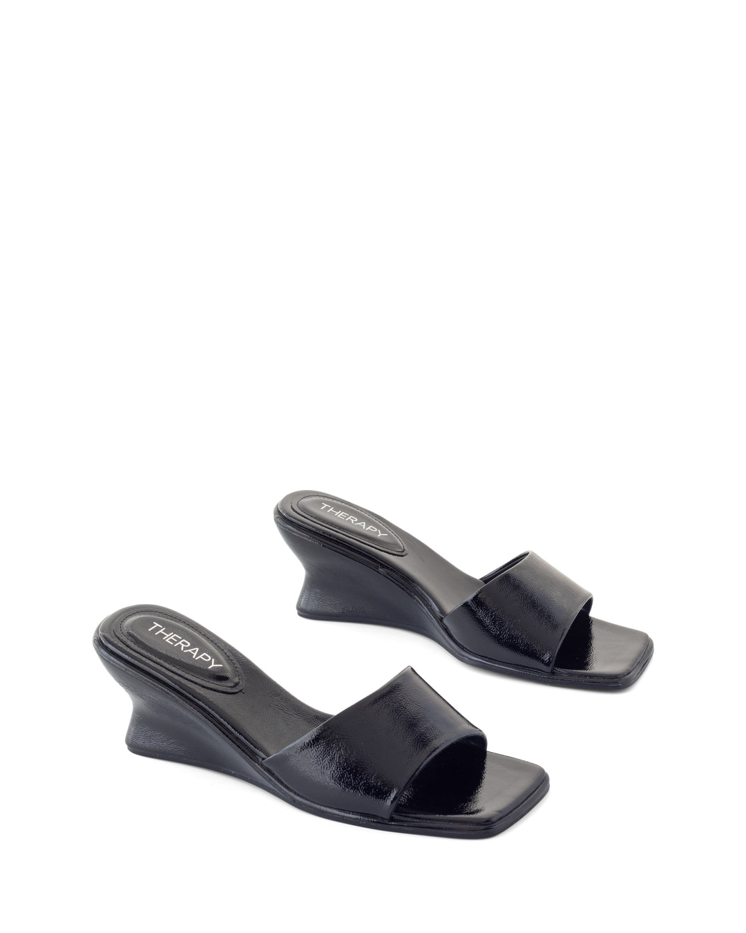 Lafayette Wedge Black Crinkled Patent