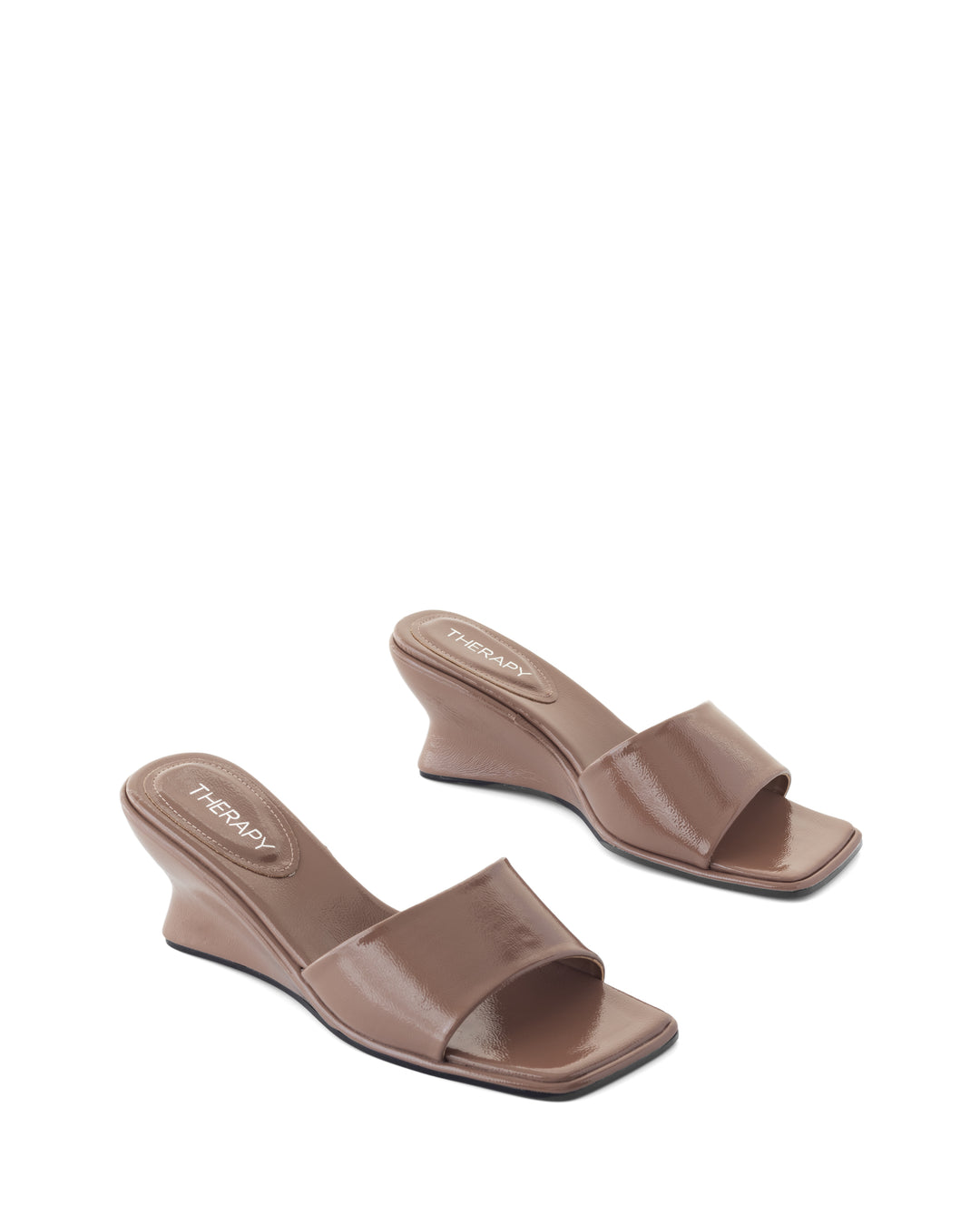 Lafayette Wedge Mocha Crinkled Patent