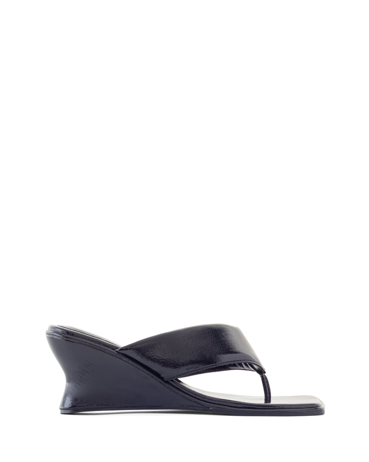 Lennox Wedge Black Crinkled Patent