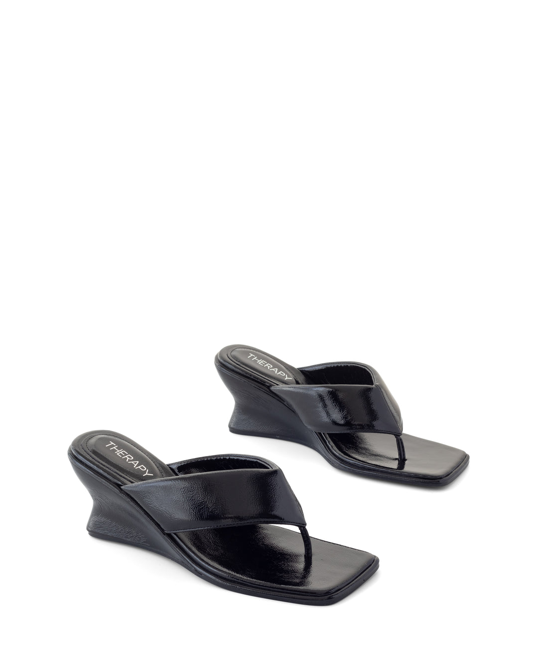 Lennox Wedge Black Crinkled Patent