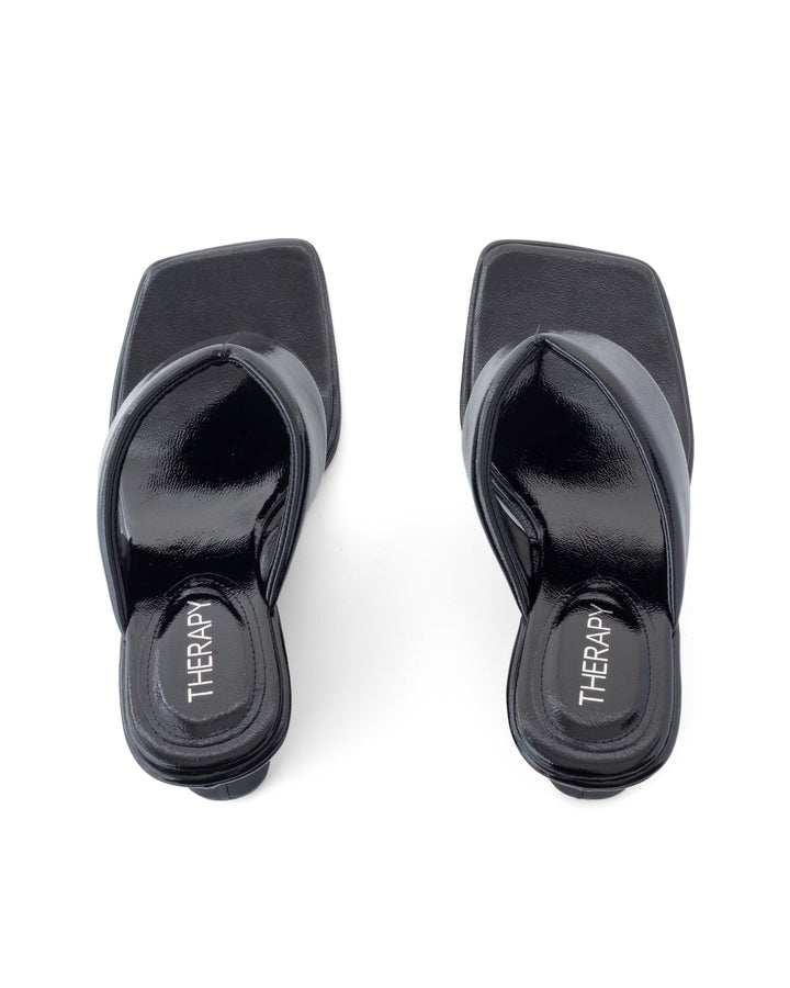 Lennox Wedge Black Crinkled Patent