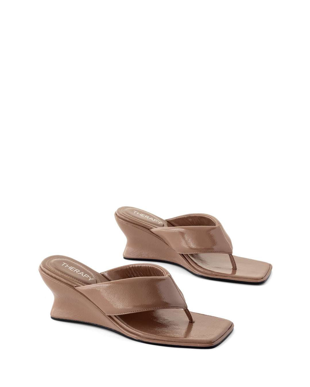 Lennox Wedge Mocha Crinkled Patent
