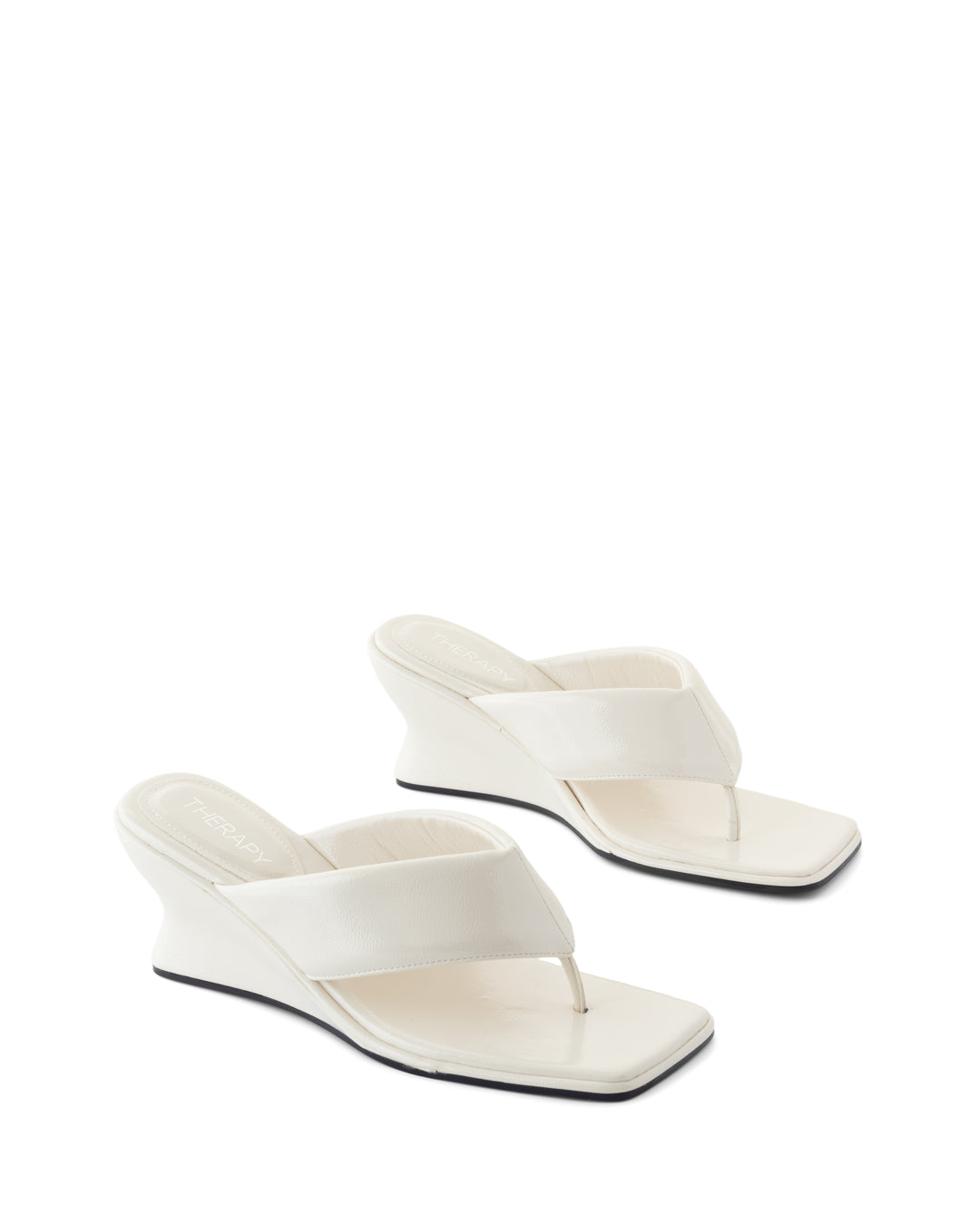 Lennox Wedge Off White Crinkled Patent